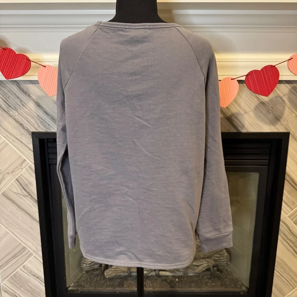 Adrianna Papell Lacie Accent  Long Sleeve Gray Pullover Comfy‎ Sweatshirt Medium - Picture 2 of 2